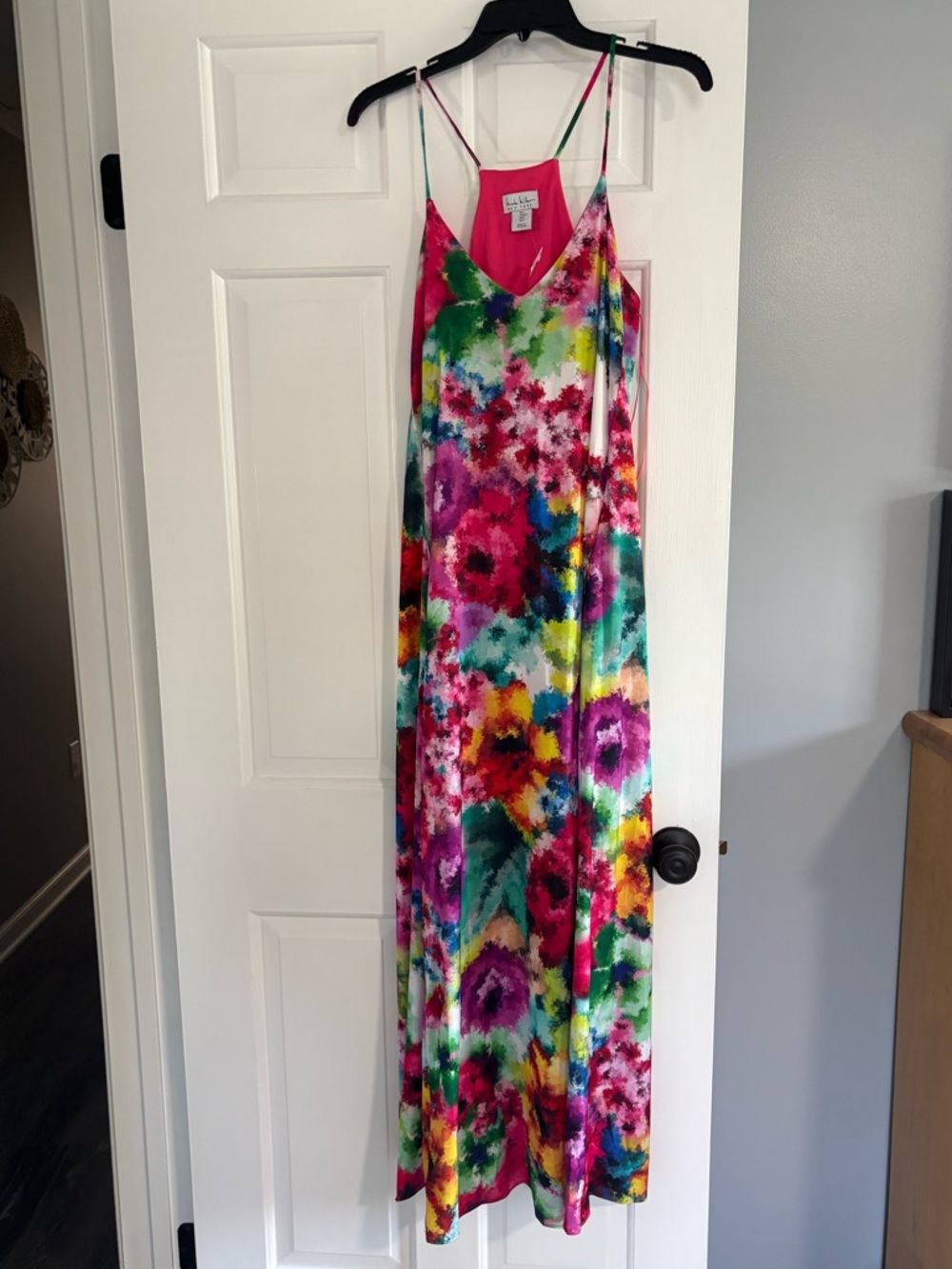 Nicole Miller Multicolor Floral Slip Dress (Pink, Green, Yellow, Purple)